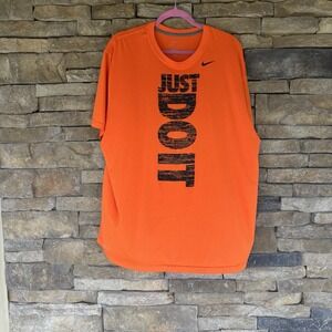 Just Do It Nike Sport T Shirt Medium Orange Dri-Fit Activewear XXL